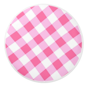 Roze & Witte Landelijke Gingham Geruite Knoppen