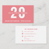 Roze Witte Legant Monogram Professional Business Kortingskaartje (Voorkant / Achterkant)