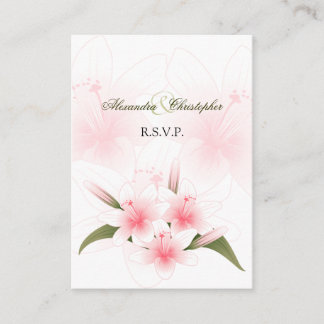 Roze & Witte Lelies RSVP Minicard Informatiekaartje