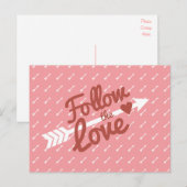 Roze & Witte Liefde Rode Hart Pijl Briefkaart (Voorkant / Achterkant)