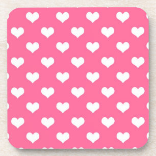 Roze Witte Lieve Hartjes Ontwerp  Bier Onderzetter