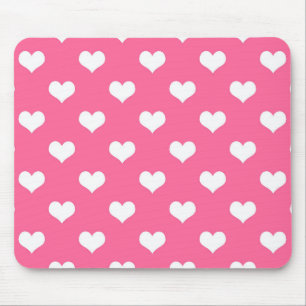 Roze Witte Lieve Hartjes Ontwerp Muismat