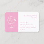 Roze Witte Logo QR Code Minimalistisch Modern Visitekaartje (Voorkant)