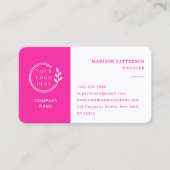 Roze Witte Logo QR Code Minimalistisch Modern Visitekaartje (Voorkant)