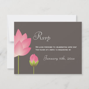 Roze witte lotusbloemen bruiloft RSVP reactie Kaartje