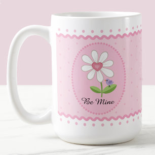 Roze Witte Madeliefjes Wees Van Mij Valentijn Koffiemok