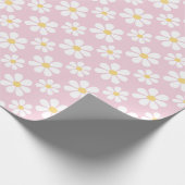 Roze witte madeliefjespatroon cadeaupapier (Hoek)