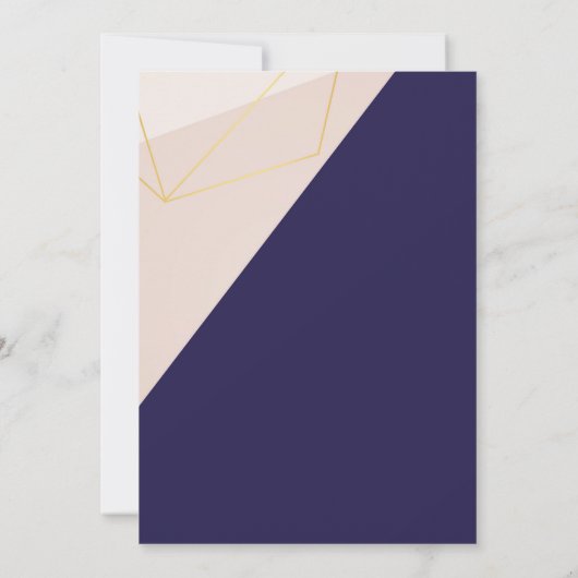 Roze witte marineblauwe en gouden geometrische sav kaart (Achterkant)