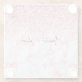 Roze witte marmer Glitter Glazen Onderzetter (Achterkant)