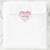 Roze witte marmer Glitter Hart Sticker (Tas)