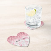 Roze witte marmer Glitter Kartonnen Onderzetters (Insitu)