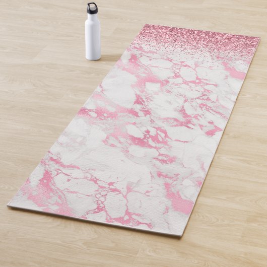 Roze witte marmer Glitter Yogamat (In situ)
