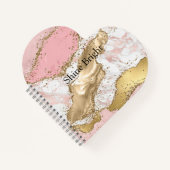 Roze Witte Marmer Gouden Glitters Notitieboek (Voorkant)