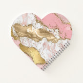 Roze Witte Marmer Gouden Glitters Notitieboek (Achterkant)
