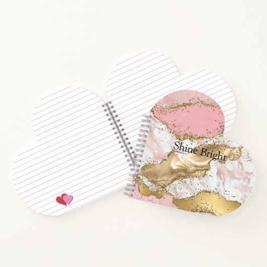 Roze Witte Marmer Gouden Glitters Notitieboek (Binnen)