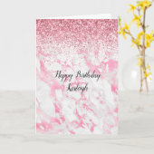 Roze witte marmer         kaart (Gele Bloem)