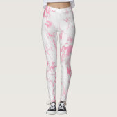 Roze witte marmer leggings (Voorkant)