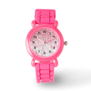 Roze witte marmeren glitter glinstering horloge