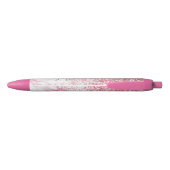 Roze witte marmeren glitterpen zwarte inkt pen (Achterkant)