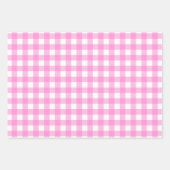 Roze Witte Matching Patterns Gingham Stippen Strip Inpakpapier Vel (Voorkant)