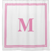 Roze Witte Monogram Initiaal Aangepaste naam Strip Douchegordijn (Voorkant)