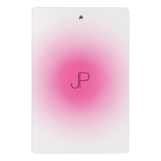 Roze witte monogram Moderne Elegant Sjabloon Mini Klembord (Achterkant)