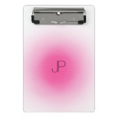 Roze witte monogram Moderne Elegant Sjabloon Mini Klembord (Voorkant)