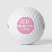 Roze witte monogram naam golfballen (Voorkant)