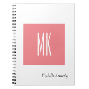 Roze witte monogrammen Professionele Moderne Notitieboek