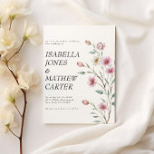 Roze witte munt lila lentebloem bruiloft kaart