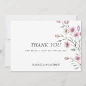 Roze witte munt lila lentebloem Dank U Kaart (Voorkant)