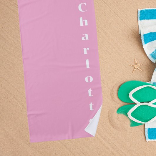 Roze witte naam strandlaken