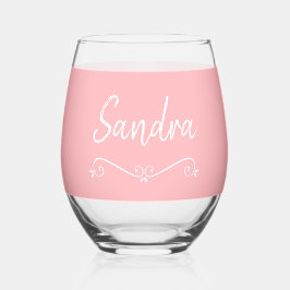 Roze Witte Naam Verjaardag 4Sandra Drinkware Set Wijnglas Zonder Voet