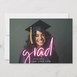 Roze witte neon Elegant Afstudeerder Afstuderen tw Aankondiging