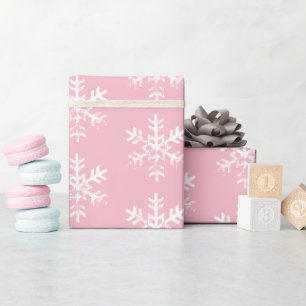 Roze witte neusvlokken cadeaupapier