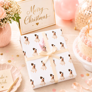Roze witte notenkraker ballerina Kerstmis Cadeaupapier