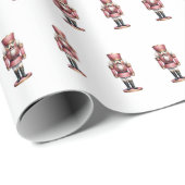 Roze witte notenkraker Kerstmis Cadeaupapier (Rol Hoek)