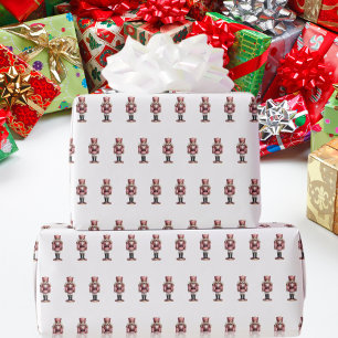 Roze witte notenkraker Kerstmis Cadeaupapier