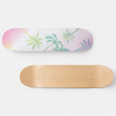 Roze witte ombaarpalm tropische skateboard (Horizontaal)