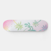 Roze witte ombaarpalm tropische skateboard (Horizontaal)