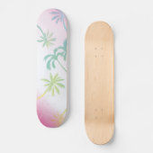 Roze witte ombaarpalm tropische skateboard (Voorkant)