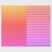 Roze witte Oranje sterren en stripes patroon Cadeaupapier (Vlak)