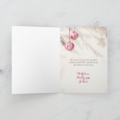 Roze Witte Ornamenten  Foto Kerst Kaart (Binnen)