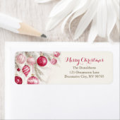 Roze Witte  Ornamenten Kerst Etiket (Insitu)