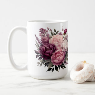 Roze Witte Paarse Roos Pioen Bloemen Bloem Koffiemok