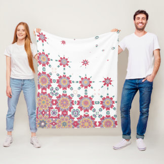 Roze, Witte & Paarse Waterverf Bloemontwerp Fleece Deken