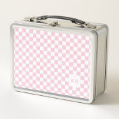 Roze & Witte Patroon Monogram Initialen (Voorkant)