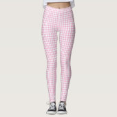 Roze witte piet De Poule Houndstooth Leggings (Voorkant)