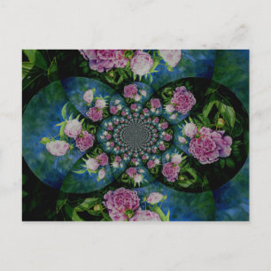 Roze witte pioen floral waterverf mandala briefkaart