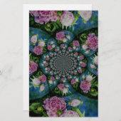 Roze witte pioen floral waterverf mandala briefpapier (Voorkant / Achterkant)